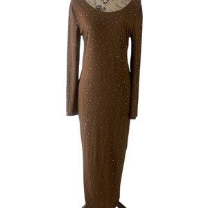 SHEIN Brown long  Sleeve Cocktail Dress with bling